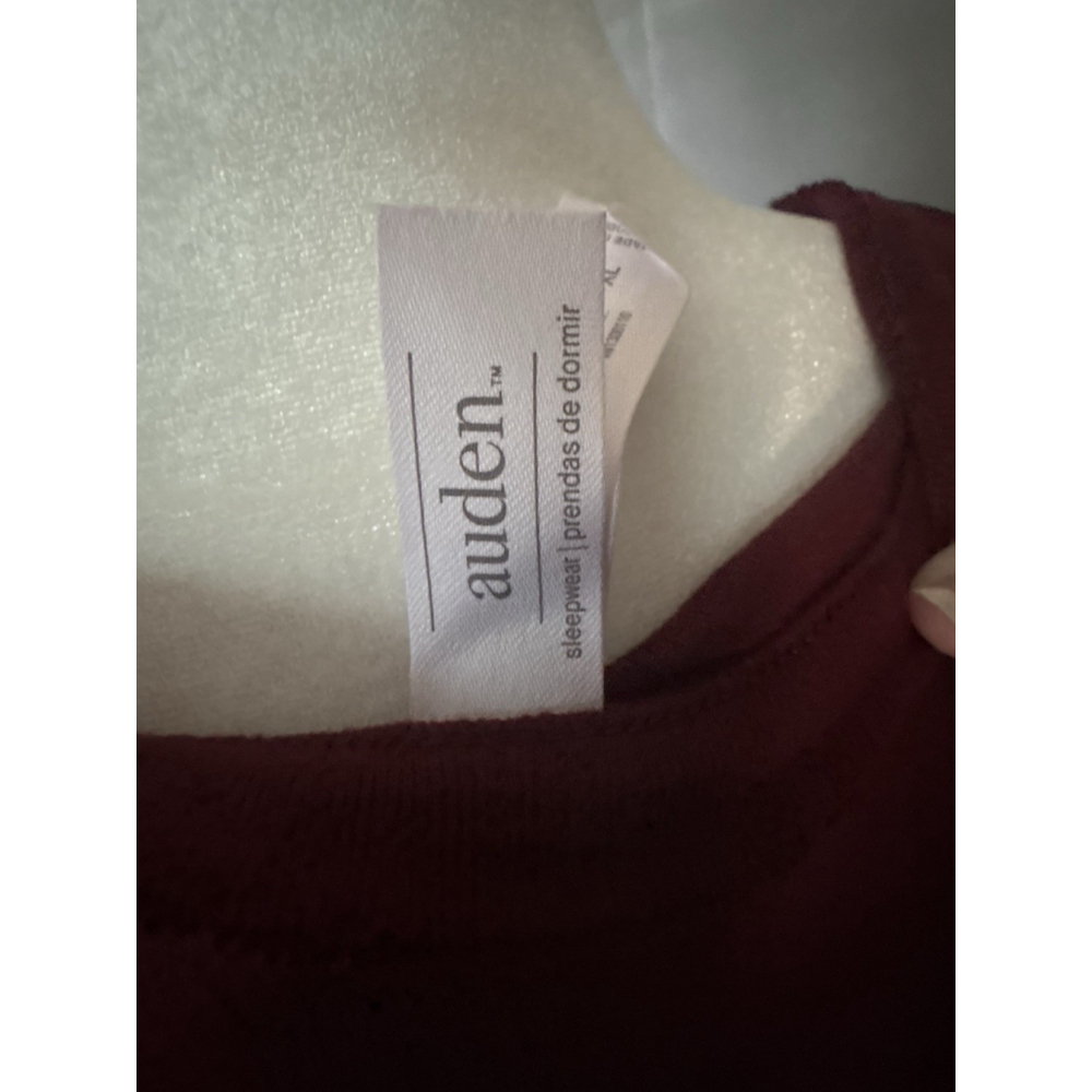 Auden Women’s XL Burgundy Pointelle Knit Pajama Short Sleeve Sleep Shirt Soft - Picture 4 of 7